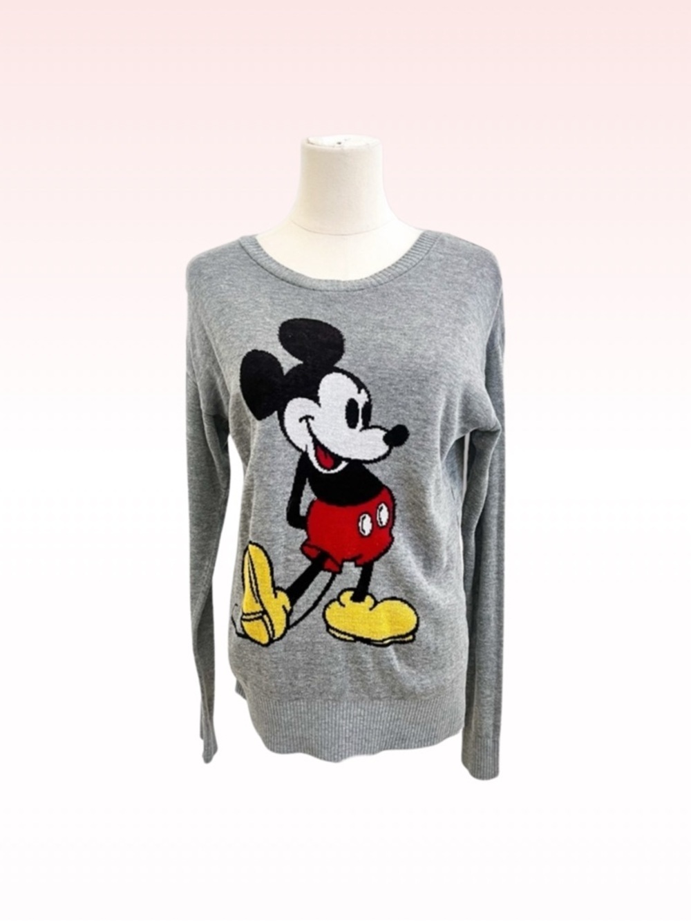 DISNEY Mickey Mouse Classic Grey Pullover Sweater (Sz L)